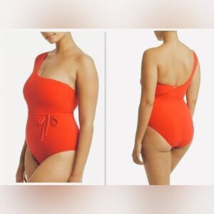 Sea Level Swim Asymmetric, One-Piece Swimsuit, Color Tangerine, Size 12, NWOT
